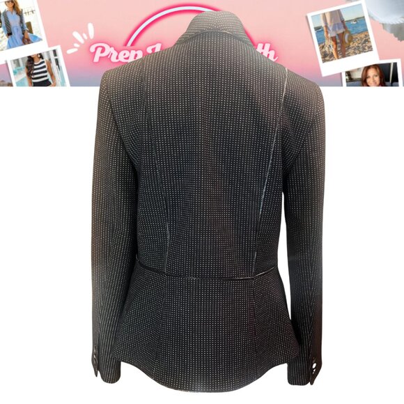 Karl Lagerfeld PARIS Black w/ White Dot Blazer w/ Zipper Trim 6 -GORGEOUS - Picture 4 of 15